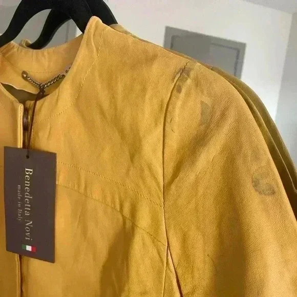 Gold Benedetta Novi leather jacket cape - Picture 3 of 5